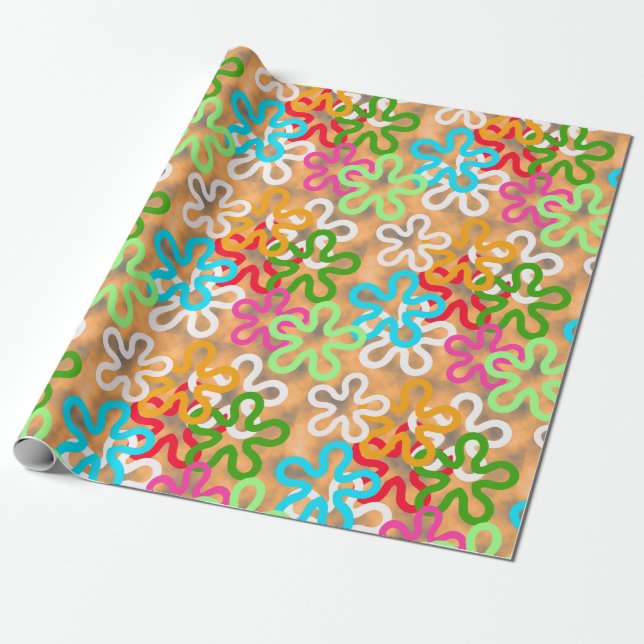 Colourful African Blob Abstract Shapes Pattern Wrapping Paper (Unrolled)