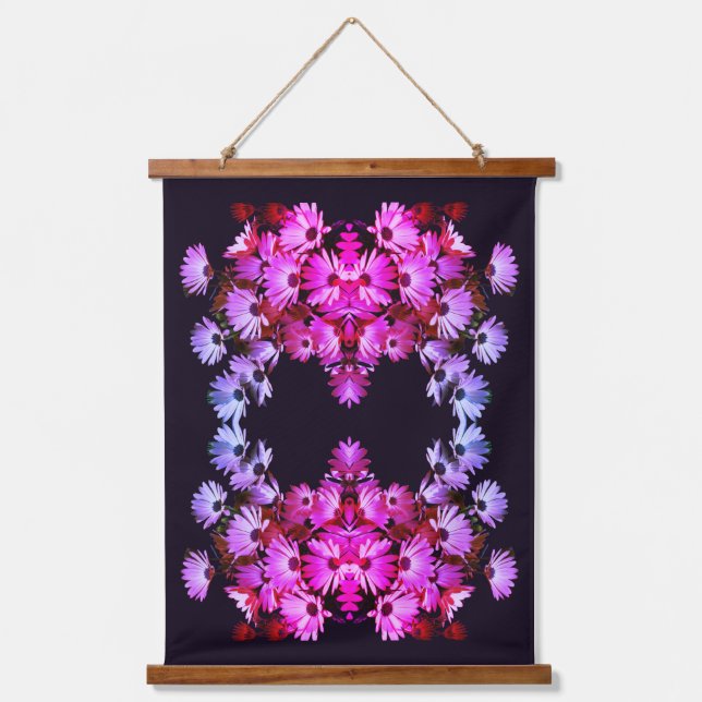 Colourful African Daisy Flowers Abstract  Hanging Tapestry (Front)