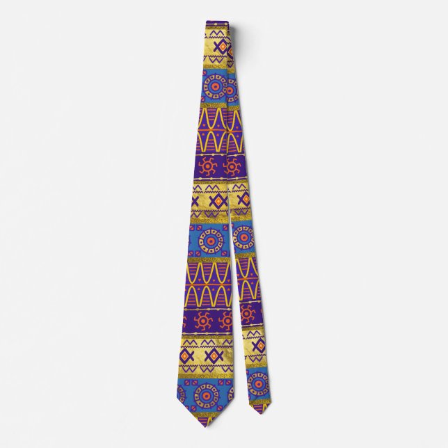 Colourful African Ethnic Tribal Pattern Tie (Front)