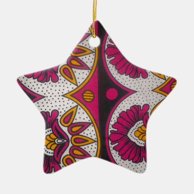 Colourful African Fabric Motif Art Print Ceramic Ornament (Front)