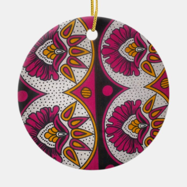 Colourful African Fabric Motif Art Print Ceramic Ornament (Front)