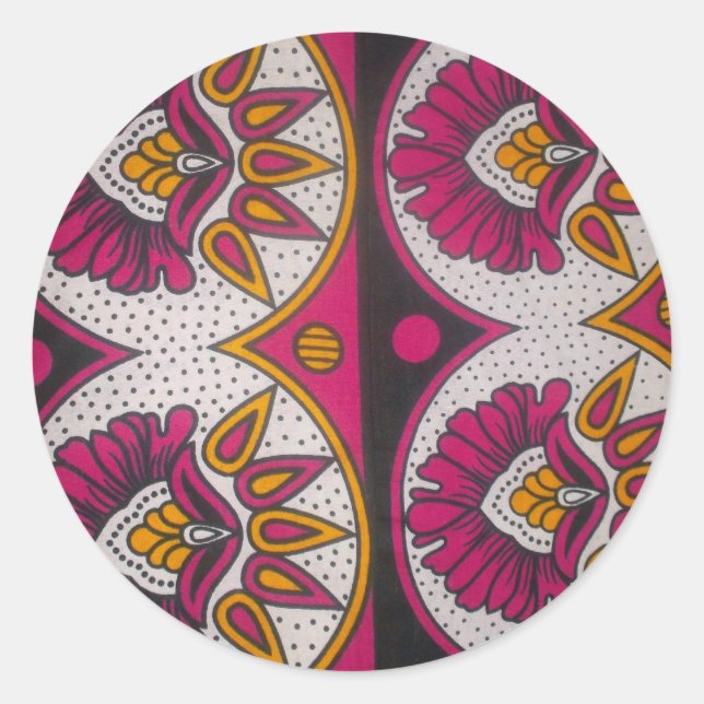 Colourful African Fabric Motif Art Print Classic Round Sticker (Front)