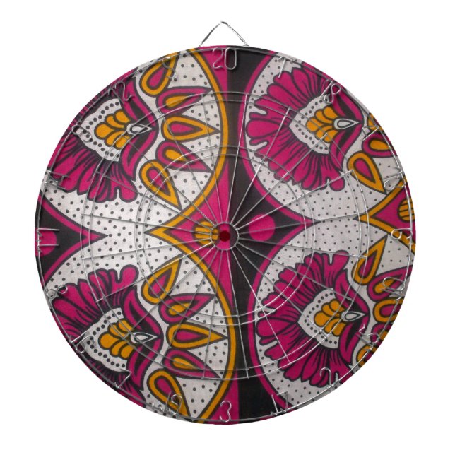 Colourful African Fabric Motif Art Print Dartboard (Front)