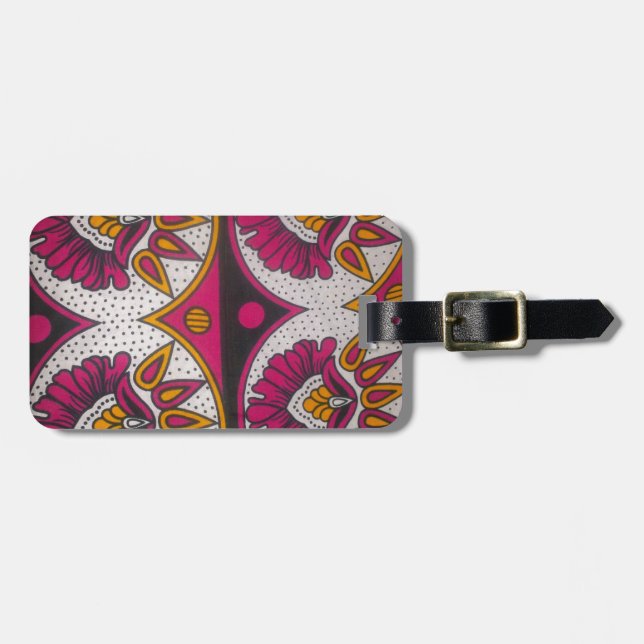Colourful African Fabric Motif Art Print Luggage Tag (Front Horizontal)