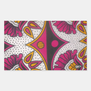 Colourful African Fabric Motif Art Print Rectangular Sticker