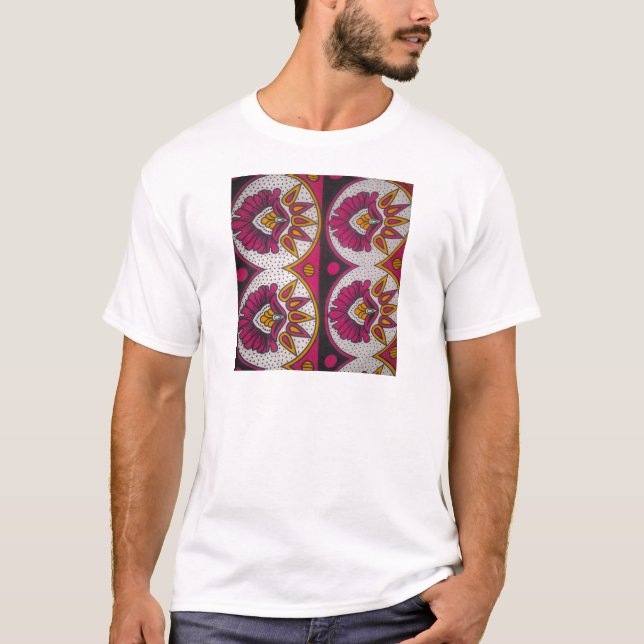 Colourful African Fabric Motif Art Print T-Shirt (Front)