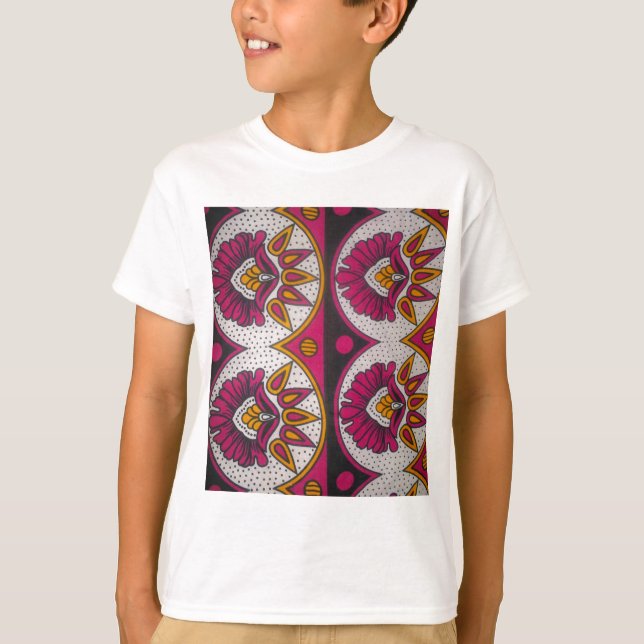 Colourful African Fabric Motif Art Print T-Shirt (Front)