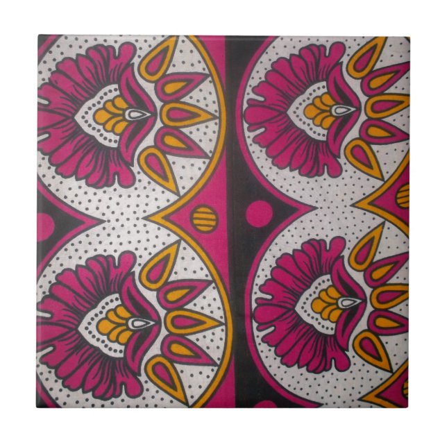 Colourful African Fabric Motif Art Print Tile (Front)
