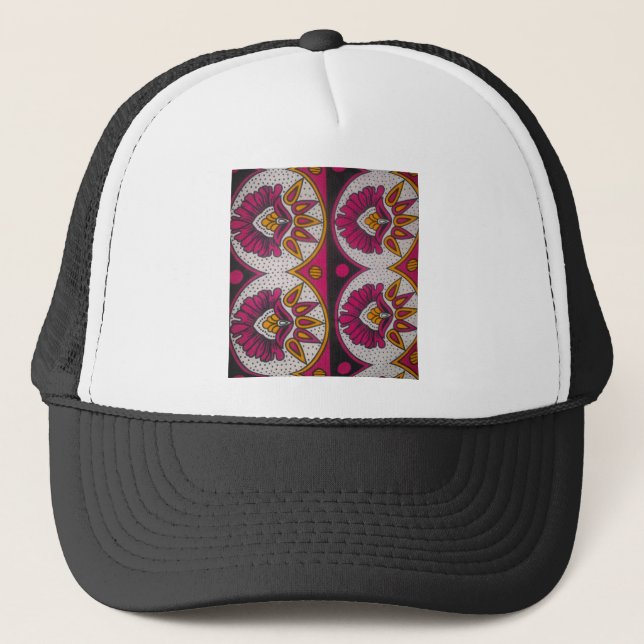 Colourful African Fabric Motif Art Print Trucker Hat (Front)