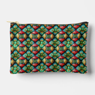 Colourful African-Inspired Geometric Mosaic Patter Accessory Pouch