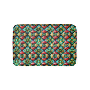 Colourful African-Inspired Geometric Mosaic Patter Bath Mat