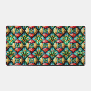 Colourful African-Inspired Geometric Mosaic Patter Desk Mat