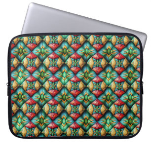 Colourful African-Inspired Geometric Mosaic Patter Laptop Sleeve