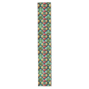 Colourful African-Inspired Geometric Mosaic Patter Long Table Runner