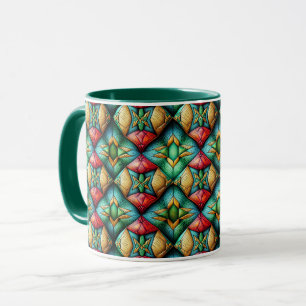 Colourful African-Inspired Geometric Mosaic Patter Mug