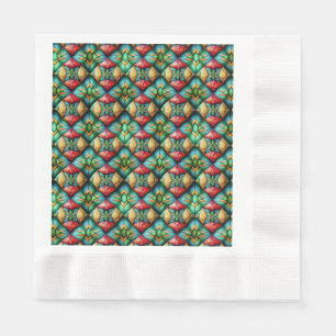 Colourful African-Inspired Geometric Mosaic Patter Napkin