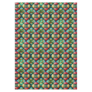 Colourful African-Inspired Geometric Mosaic Patter Tablecloth