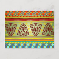 Colourful African Masks Stripe Kente Pattern