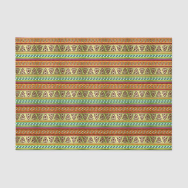 Colourful African Masks Stripe Kente Pattern Tissue Paper (Front)