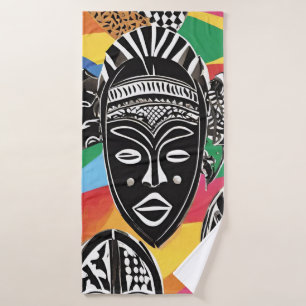 Colourful African Masks Tribal Bath Towel Set