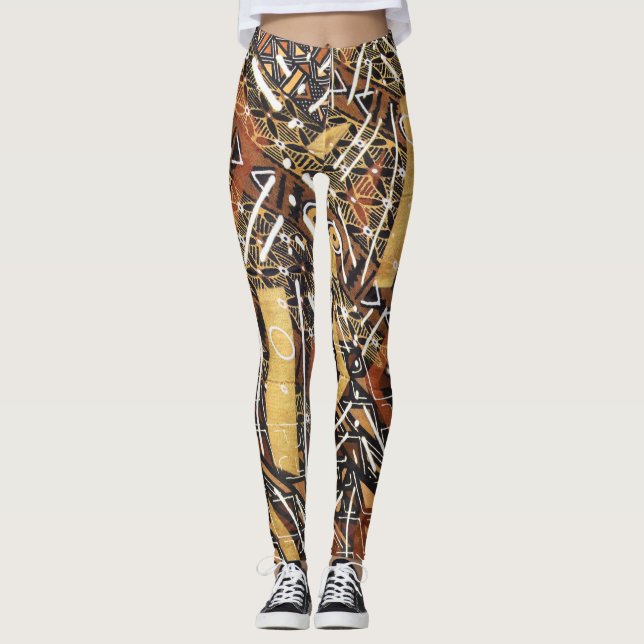 Colourful African Mud Cloth Leggings (Front)