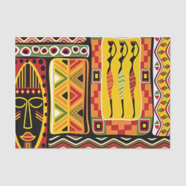 Colourful African Pattern Print Collage Tissue Paper (Front)