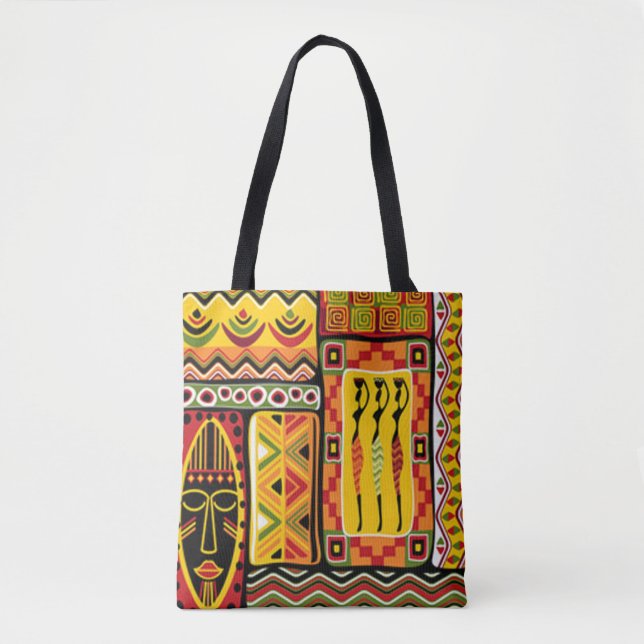Colourful African Pattern Print Collage Tote Bag (Front)