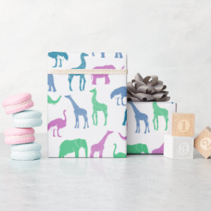 Colourful African Safari Animal Pattern Wrapping Paper