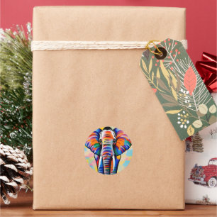 Colourful African Safari Elephant Classic Round Sticker