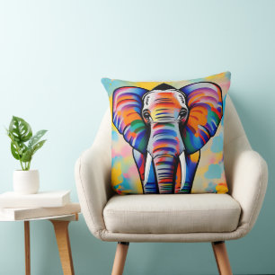 Colourful African Safari Elephant Cushion