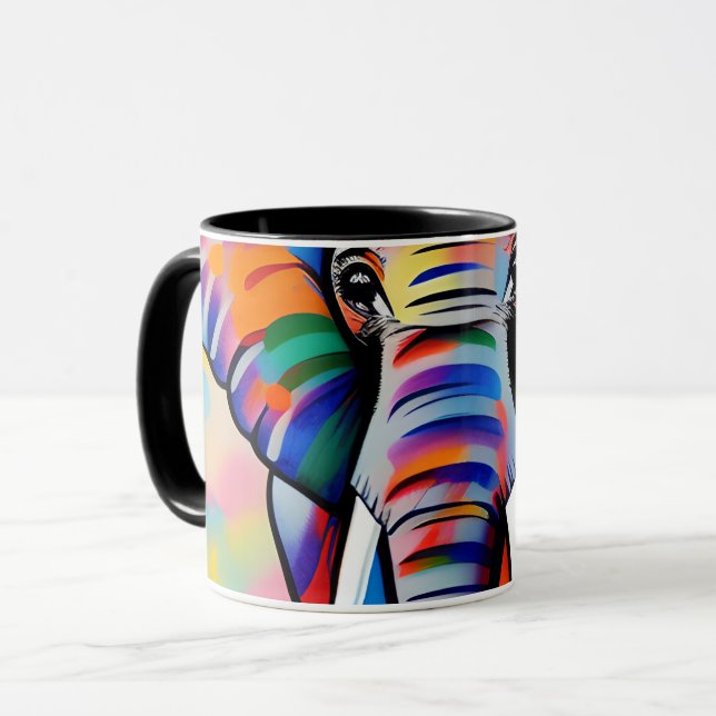 Colourful African Safari Elephant Mug (Front Left)