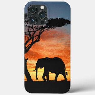 Colourful African Safari Sunset Elephant Silhouett iPhone 13 Pro Max Case
