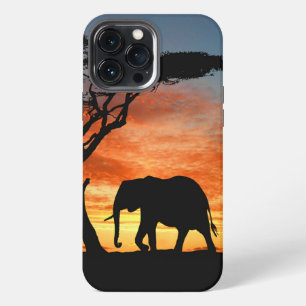 Colourful African Safari Sunset Elephant Silhouett iPhone Case