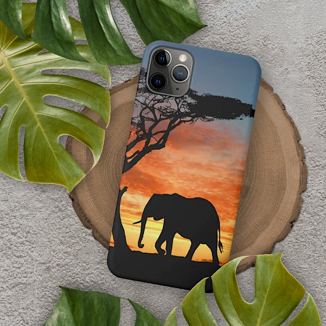Colourful African Safari Sunset Elephant Silhouett iPhone Case (Creator Uploaded)