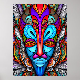 Colourful African Tribal Mask Poster
