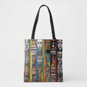 Colourful African Tribal Masks Tote