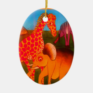 Colourful  African wild animal safari colours Ceramic Ornament