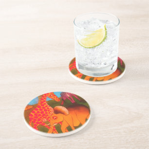 Colourful  African wild animal safari colours Coaster