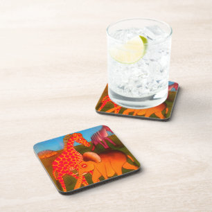Colourful  African wild animal safari colours Coaster