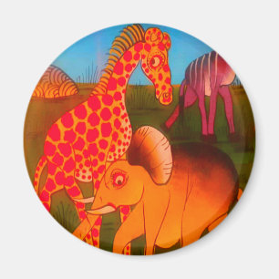 Colourful African wild animal safari colours Magnet