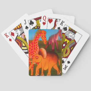 Colourful  African wild animal safari colours Playing Cards