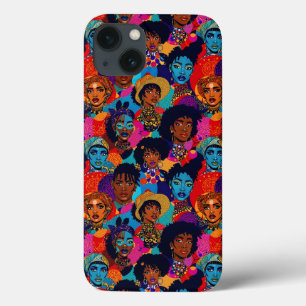 Colourful African women on blue iPhone 13 Case