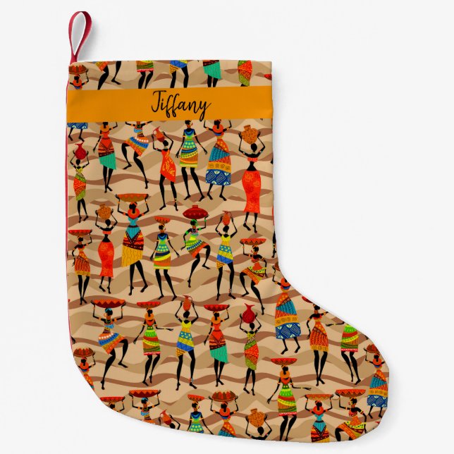 Colourful African Women  Personalised Small Christmas Stocking (Front)