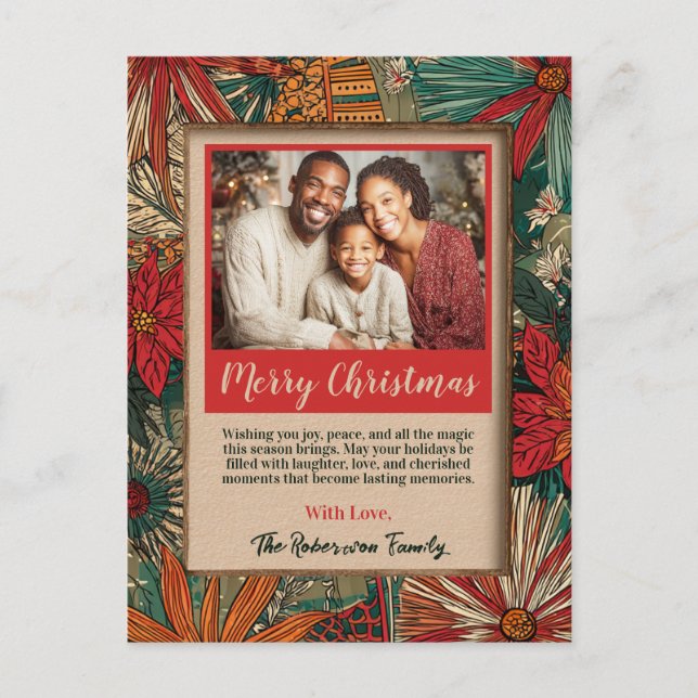 Colourful Afro-Boho Merry Christmas  Holiday Postcard (Front)