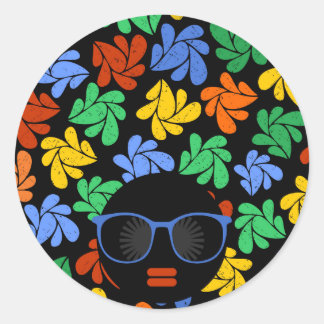 Colourful Afro Love Classic Round Sticker
