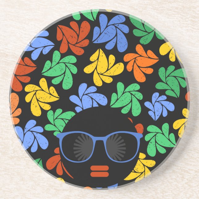Colourful Afro Love Coaster (Front)