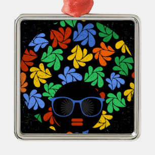 Colourful Afro Love Metal Tree Decoration
