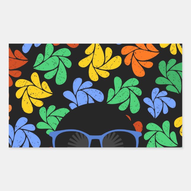 Colourful Afro Love Rectangular Sticker (Front)