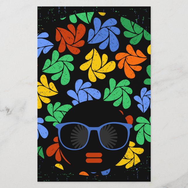 Colourful Afro Love Stationery (Front)