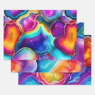 Colourful Agate Abstract with Swirling Layers Wrapping Paper Sheet